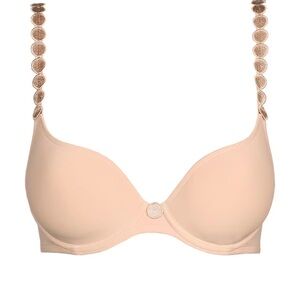 Elegant Beige Bra with Decorative Straps